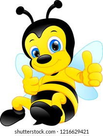 funny bee cartoon thumb up