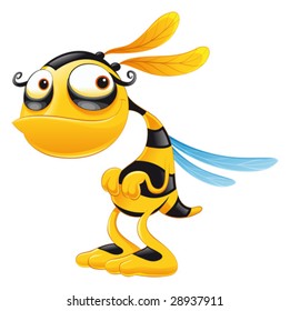 Funny Bee. Funny cartoon and vector isolated character