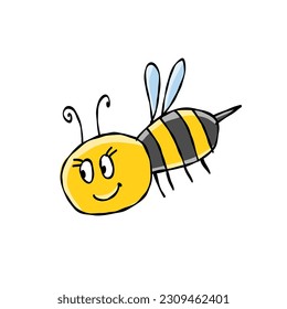 Funny Bee character isolated on white for your design