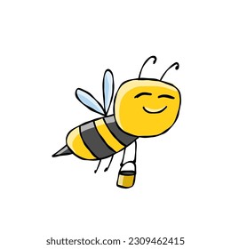 Funny Bee character isolated on white for your design