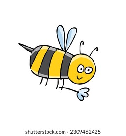 Funny Bee character isolated on white for your design