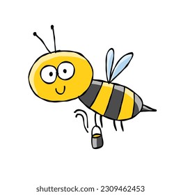 Funny Bee character isolated on white for your design