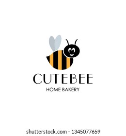 Funny bee character logo icon design.