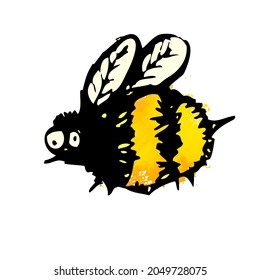 Funny bee. child drawing . Vector illustration