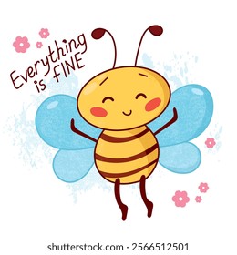 funny bee, cute bee, coloring for kids, illustration for kids, cute character