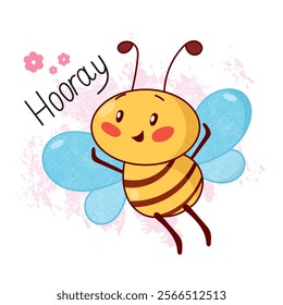 funny bee, cute bee, coloring for kids, illustration for kids, cute character