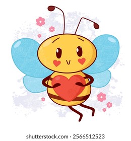 funny bee, cute bee, coloring for kids, illustration for kids, cute character