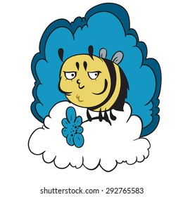 Funny bee with flower.