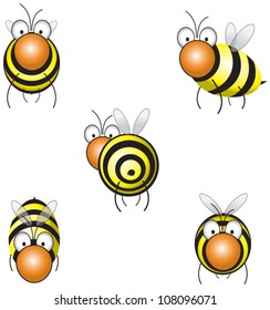 funny bee flying in different positions