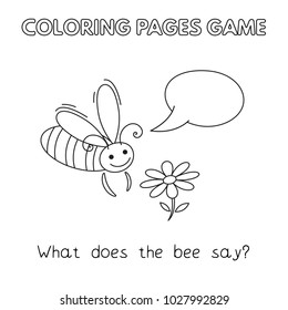 Funny bee kids learning game. Vector coloring book pages for children