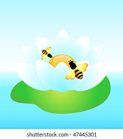  Funny bee and lily