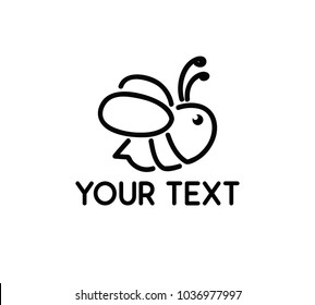 funny bee line logo illustration design.simple line style design.designed for brand and identity