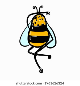 Funny bee on a white background.