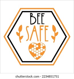 Funny bee quotes phrases set with honey, flowers, bee heart, slogans, word honey, valentine bee collection. Cute summer yellow vector illustration with honey lettering Motivation card.
