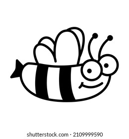 Funny bee sausage, character In cartoon style.