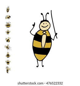 Funny bee, sketch for your design