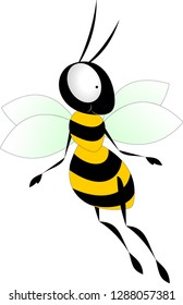 funny bee in yellow and black stripes with a mustache
