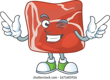 Funny beef cartoon design style with wink eye face