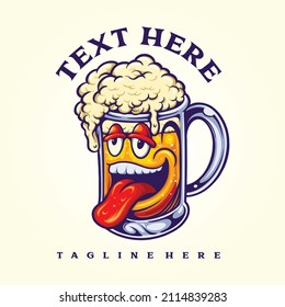 Funny beer glass cartoon Vector illustrations for your work Logo, mascot merchandise t-shirt, stickers and Label designs, poster, greeting cards advertising business company or brands.