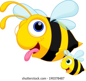 Funny bees fly with their children