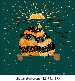 Funny bees in love watching the sunset