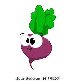 Funny Beet in cartoon style. Concept Fruits and vegetables. Summer.