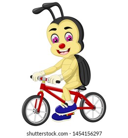 Funny Beetle With Bicycle Cartoon For Your Design