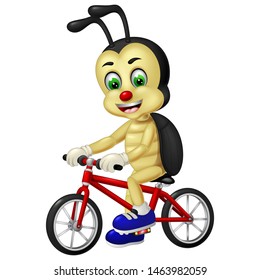 Funny Beetle With Bicycle Cartoon For Your Design