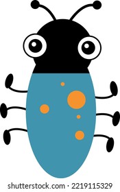Funny beetle character. Cartoon bug. Comic insect