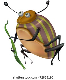  funny beetle with  a green blade