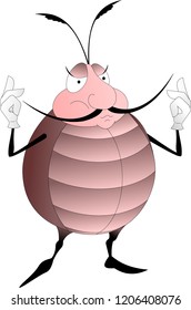funny beetle with a pink belly and white gloves