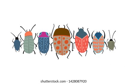 Funny beetles, bugs character for your design