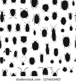Funny beetles collection, seamless pattern for your design