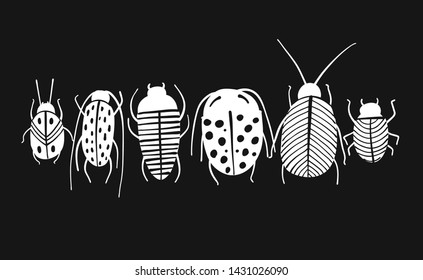 Funny beetles collection for your design