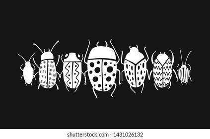 Funny beetles collection for your design