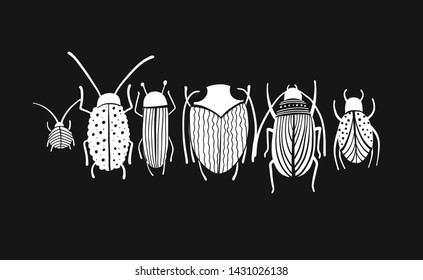 Funny beetles collection for your design