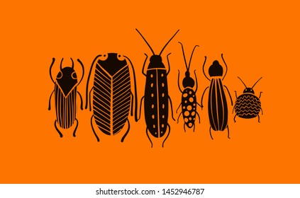 Funny beetles collection for your design