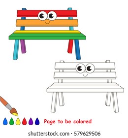 Funny Bench to be colored, the coloring book for preschool kids with easy educational gaming level.