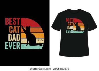 Funny Best Cat Dad Ever T-Shirt Gifts showing "Best Cat Dad Ever" and a cat with sunglasses . Perfect graphic tee gift for men, women, kids, boys, girs, 