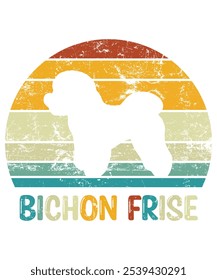 Funny Bichon Frise Vintage Retro Sunset Silhouette Gifts Dog Lover Dog Owner Essential T-Shirt