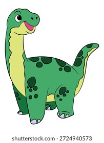 Funny big apatosaurus dinosaur on a white background