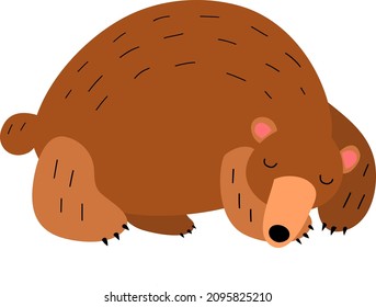 funny big brown bear lies and sleeps.