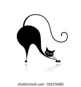 Funny big cat silhouette for your design