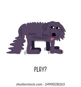 Funny big dog. Newfoundland dog cartoon illustration. Vector