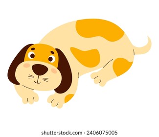 Funny big dog. Soft large anti-stress cuddly oversized toy plush animal pillow. vector illustrations in flat style