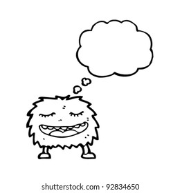funny big face monster with thought bubble