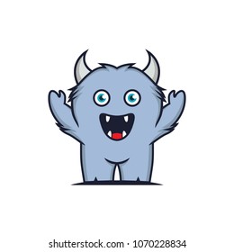 Funny Big Hairy Monster Vector Illustration