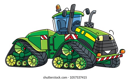 Funny big tractor with eyes.