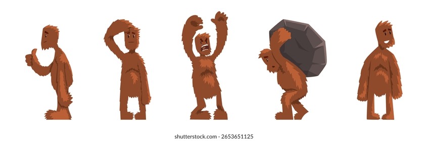 Personagem Bigfoot engraçado envolvido em conjunto de vetor de atividade diferente