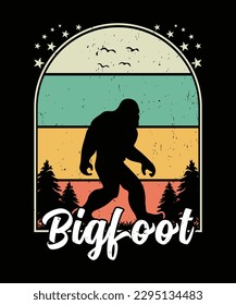 Funny Bigfoot Retro Vintage T-Shirt Design,For Bigfoot Lover